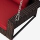 preview thumbnail 34 of 46, 2-Person Wicker Hanging Porch Swing with Chains,Cushion,Pillow, Rattan Swing Bench