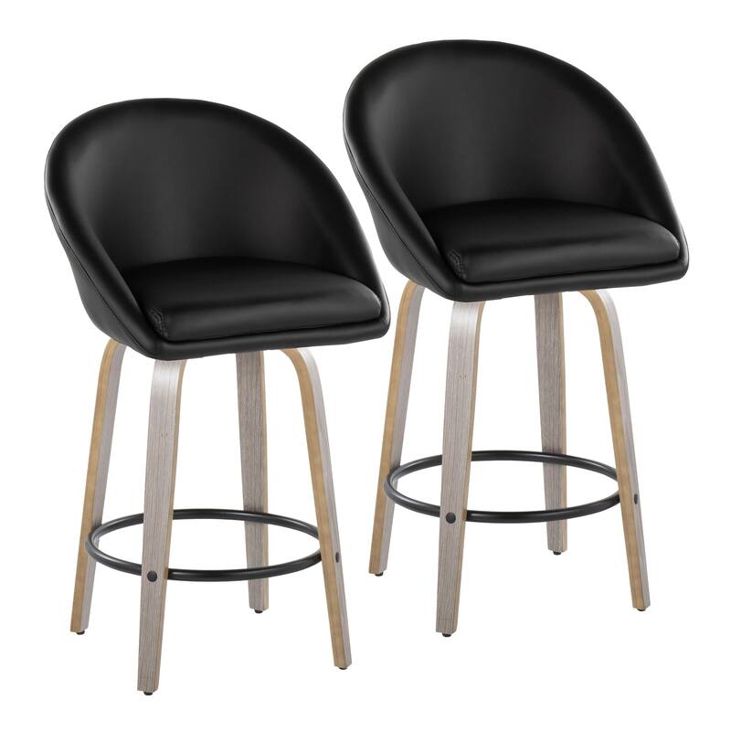Carson Carrington Livesey High Back 26" Fixed-Height Counter Stool with Bent Wood Legs & Round Footrest (Set of 2)