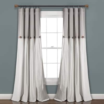 Lush Decor Linen Button New Window Curtain Single Panel - 108" x 40"