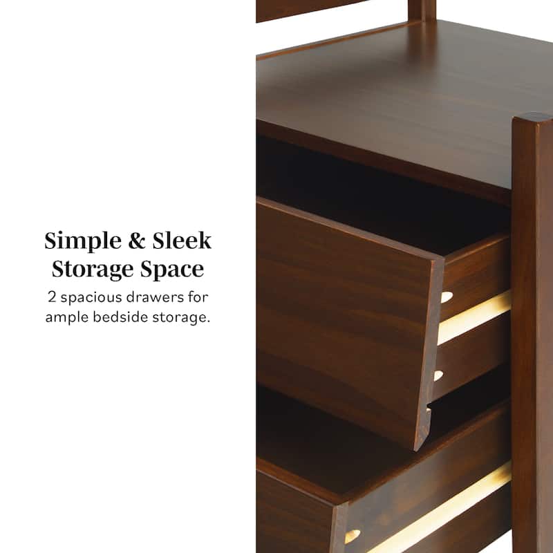 Middlebrook Designs Mid-Century Modern Solid Wood Nightstand (Set of 2)