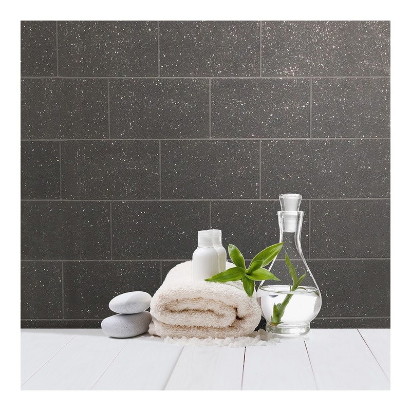 Advantage Neale Black Subway Tile Wallpaper - 20.5 x 396 x 0.025