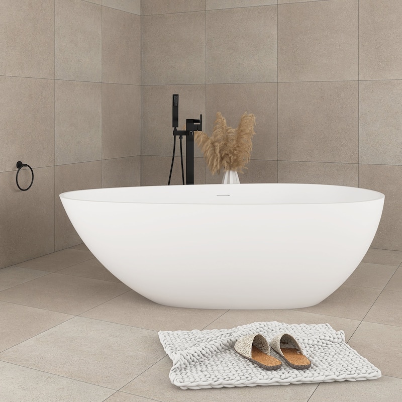 Solid Surface Freestanding Bathtub in Matte White