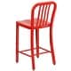 preview thumbnail 62 of 116, 2 Pack 24'' High Metal Indoor-Outdoor Counter Height Stool w/ Vertical Slat Back