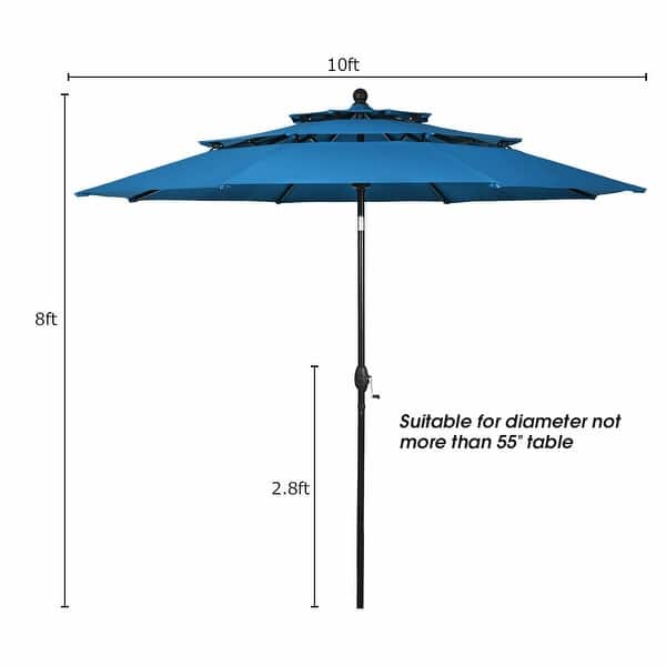 0ft aluminum outdoor patio umbrella w crank tilt Best Choice Products 10ft 3-Tier Patio Umbrella, Market Sun Shade w/ Tilt Adjustment, Easy Crank main image 1