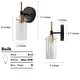 preview thumbnail 5 of 11, Modern Black Gold 1-Light Clear Glass Wall Sconces Vanity - 4.7" L x 5" W x 11" H