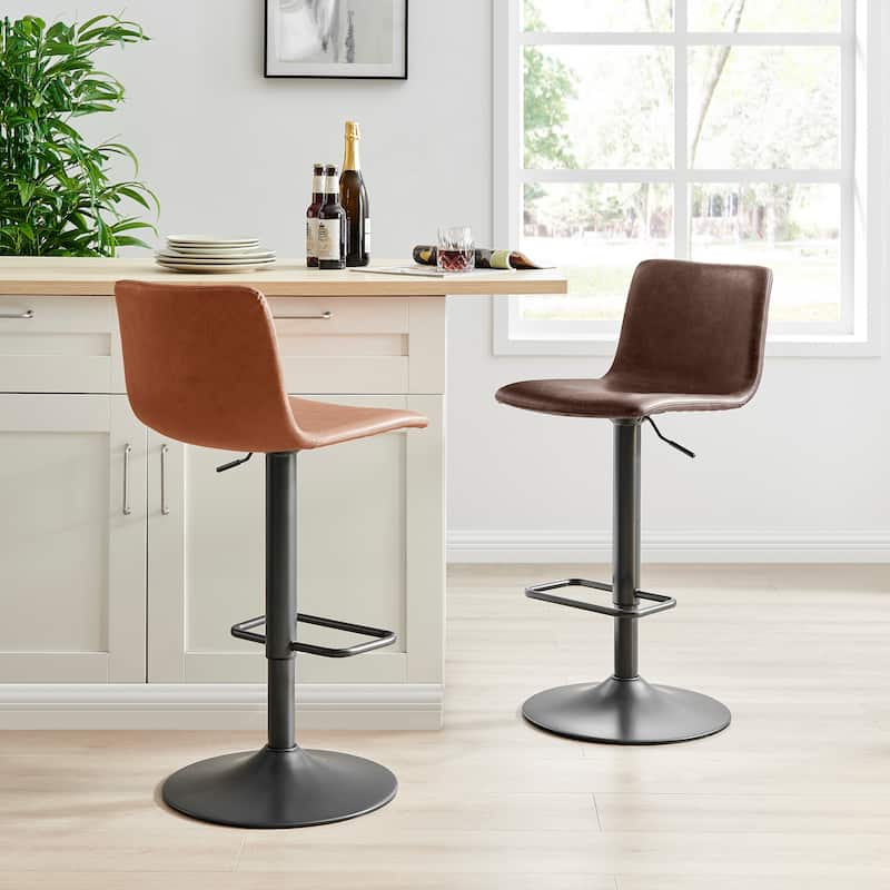 NPD Furniture Bruce Faux Leather Gaslift Bar Stool (Set of 2)