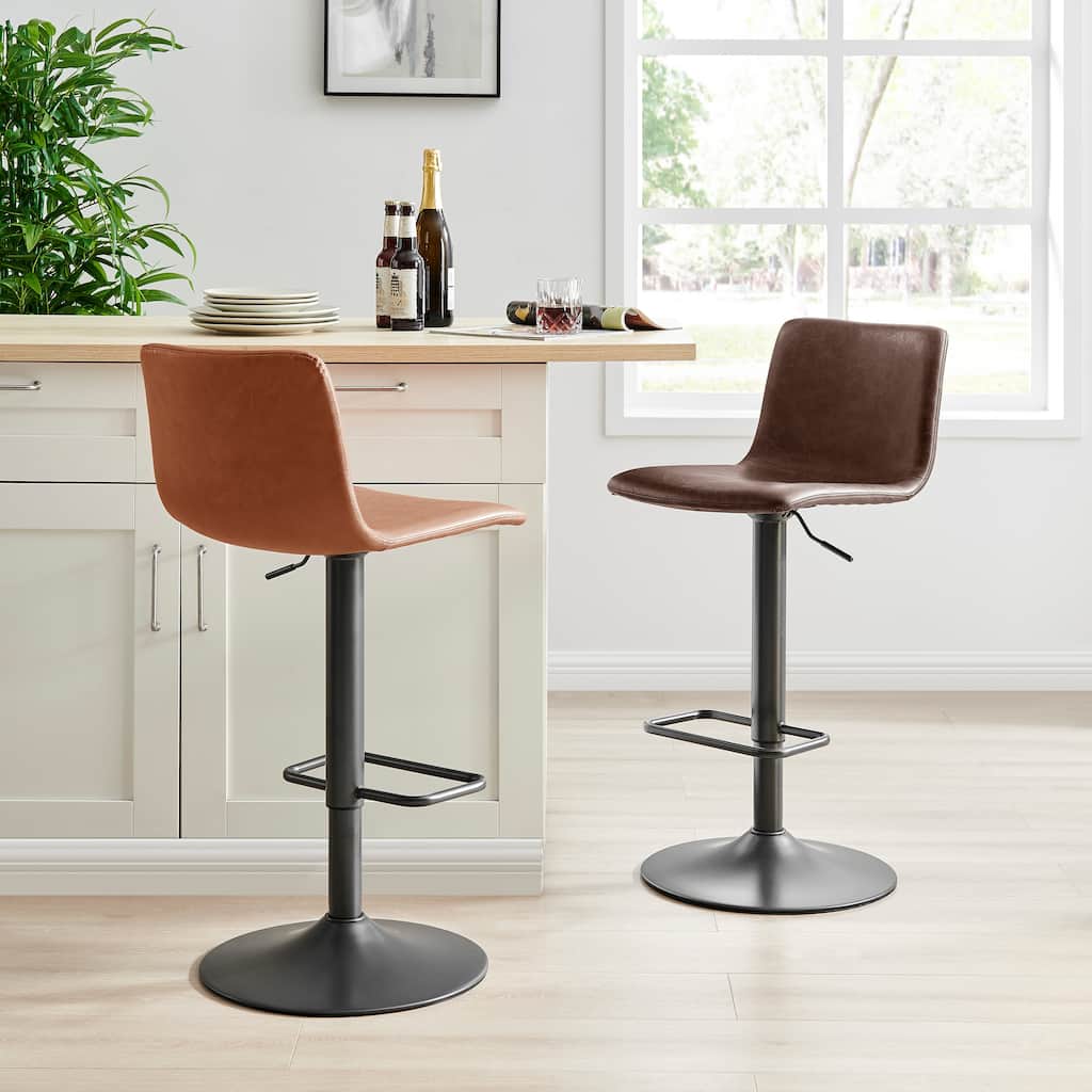 NPD Furniture Bruce Faux Leather Gaslift Bar Stool (Set of 2)