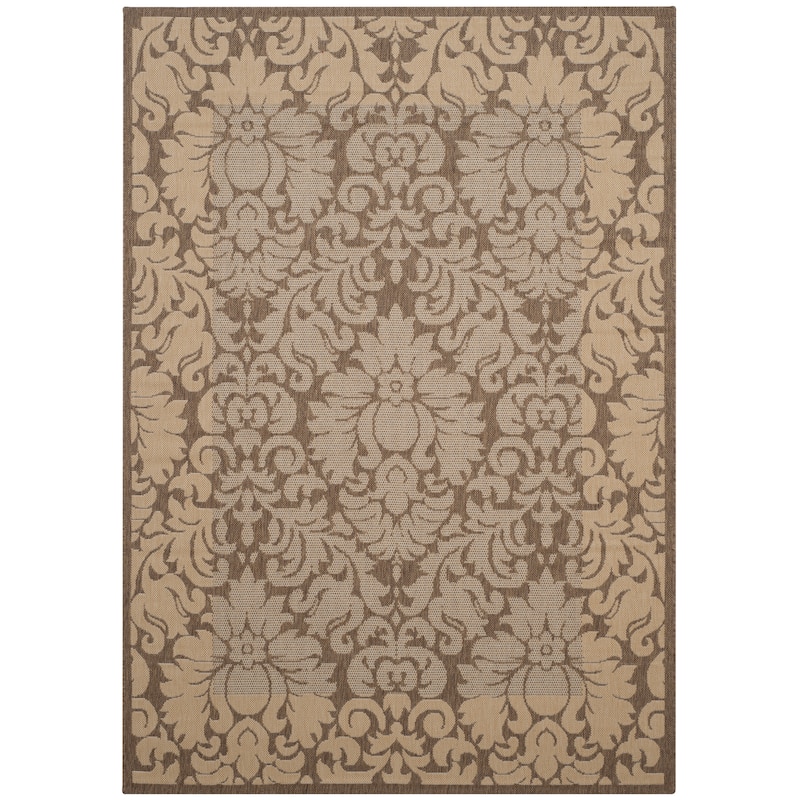 SAFAVIEH Courtyard Peggie Indoor/ Outdoor Patio Backyard Rug - 5'3" x 7'7" - Brown/Natural