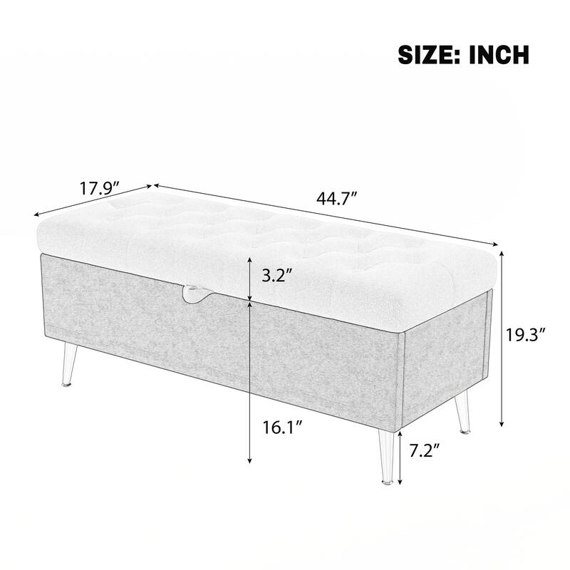Modern Storage Ottoman Bench Upholstered Bedroom Bench