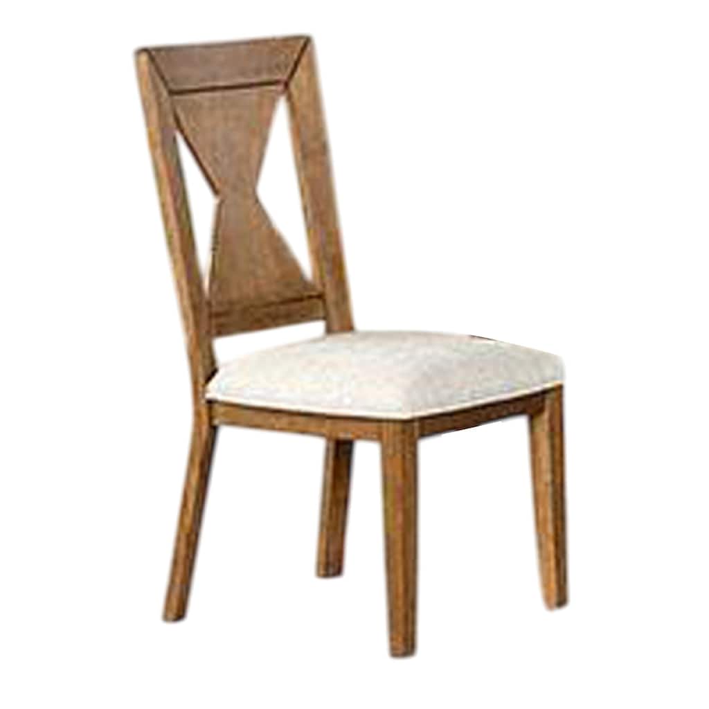 Zivy Dining Side Chair Set of 2, Hourglass Back, Rustic Oak Brown Wood