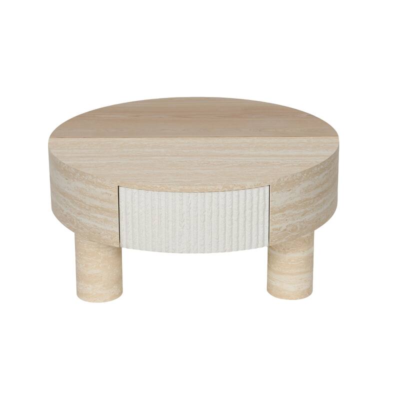 Round Coffee Table With Flip Top And Hidden Storage Compartment