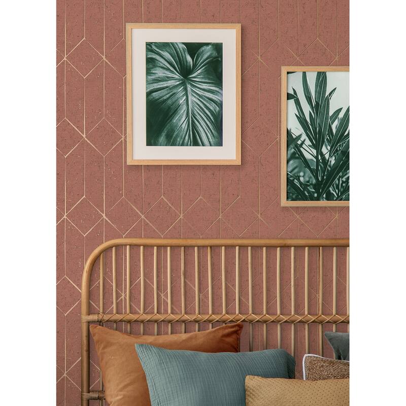 Advantage Hayden Raspberry Concrete Trellis Wallpaper