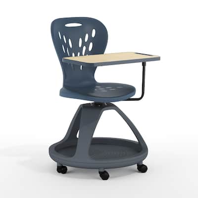 Mobile Desk Chair - 360-deg Tablet Rotation and Storage Cubby