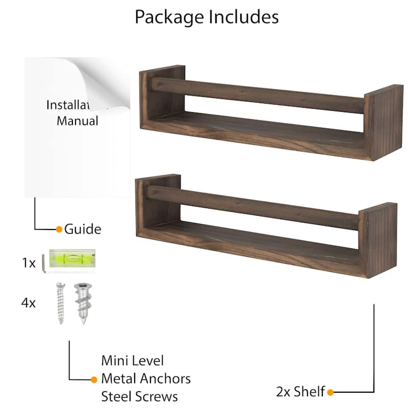 Wallniture Utah Wood Wall Shelves for Book and Toy Storage (Set of 2)