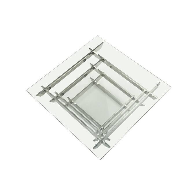 HomeRoots 15" Glass And Stainless Steel Square Coffee Table - 39
