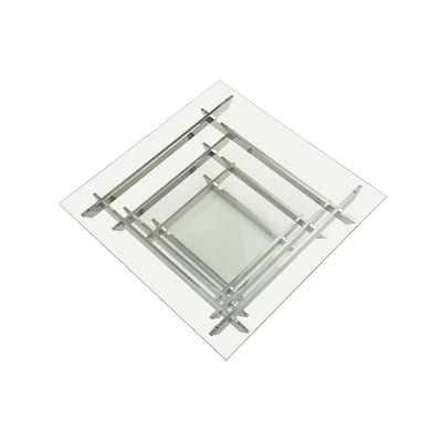 HomeRoots 15" Glass And Stainless Steel Square Coffee Table - 39