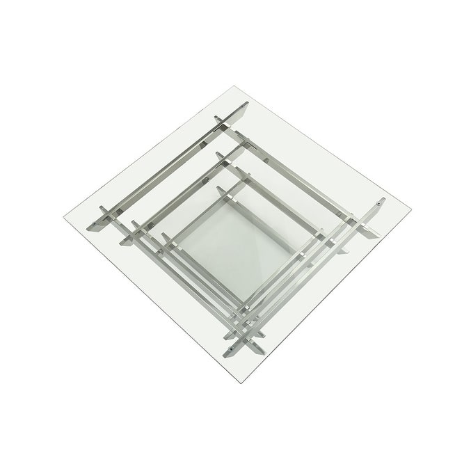 HomeRoots 15" Glass And Stainless Steel Square Coffee Table - 39