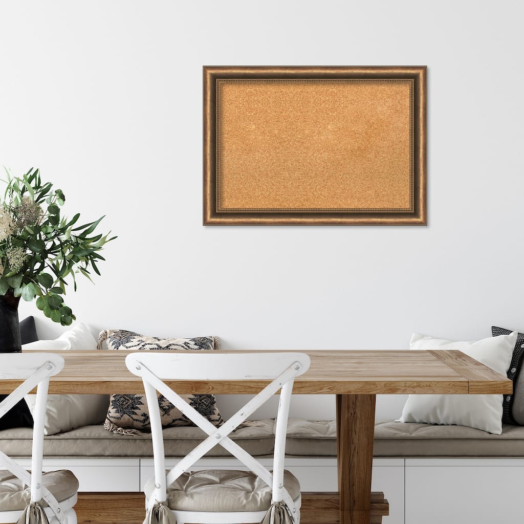 Manhattan Bronze Narrow Wood Framed Natural Corkboard Bulletin Board