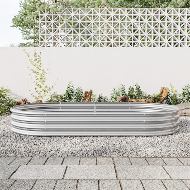 Raised Oval Garden Bed for Outdoors - Quality Metal Planter for Plants, Vegetables, and Flowers