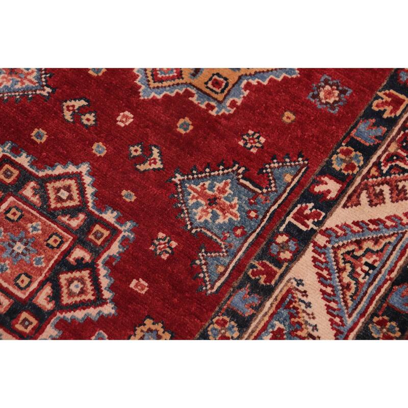 Bohemian Kazak Madison Red/Beige Wool Runner - 2'7'' x 9'6''