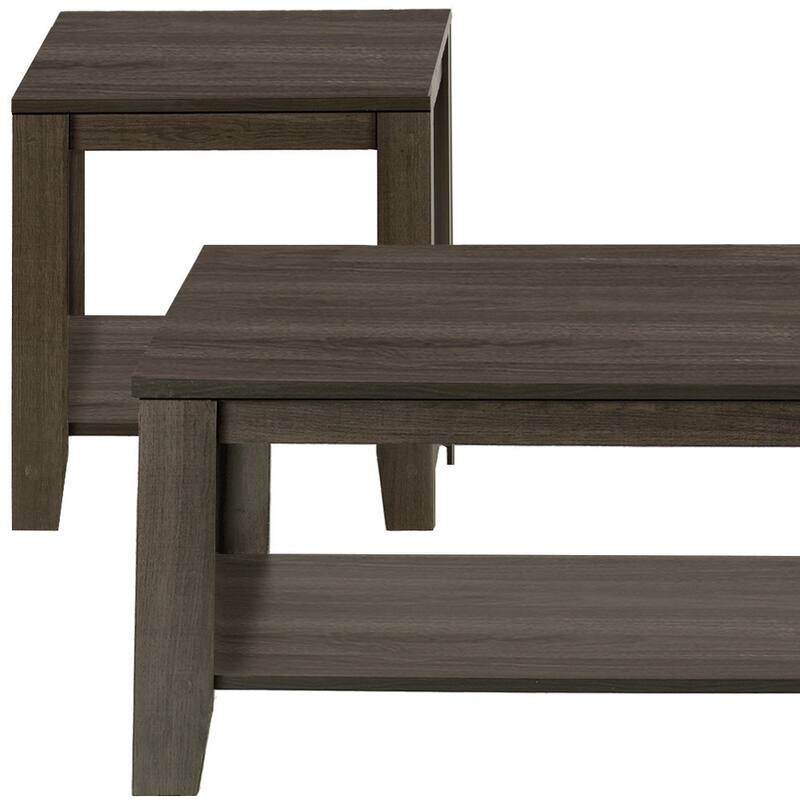 HomeRoots Set of Three 42" Oak Coffee Table With Three Shelves - 42' X '17' X '20.5