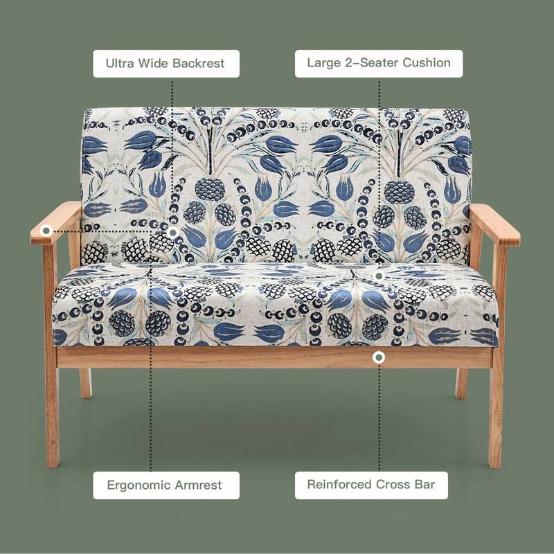 Gymax Modern Fabric Loveseat Sofa Couch Upholstered 2-Seat Wood - 45'' x 26.5'' x 32''