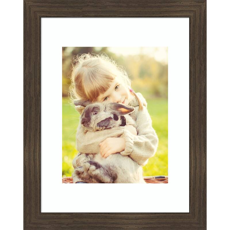 Woodgrain Stripe Blonde Framed Picture Frame, Photo Frame - 11x14 Matted to 8x10 - Woodgrain Stripe Chocolate