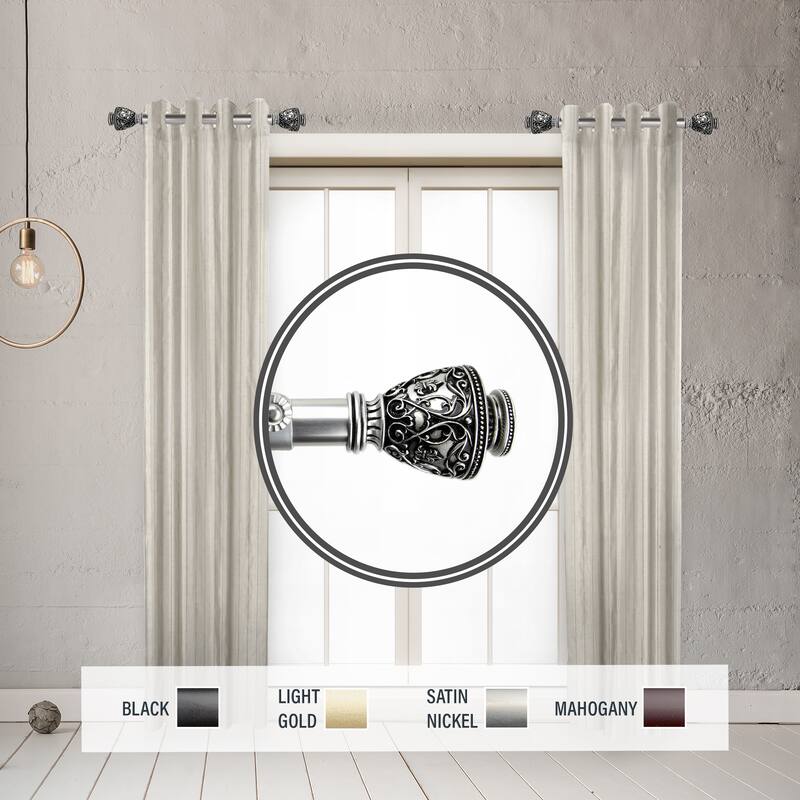 InStyleDesign Neva 1" Side Curtain Rod 12-20 inch long (Set of 2) - 12 to 20 inches - Satin Nickel
