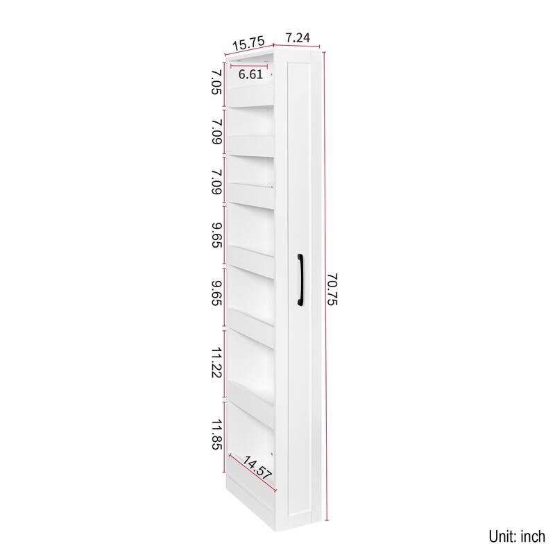 7 Tier Slim Pull Out Storage Shelf, Narrow Rolling Organizer for Kitchen Pantry, Living Room and Small Spaces