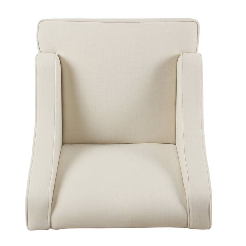 Fabric Upholstered Wooden Accent Chair with Swooping Armrests and Damask Pattern Design - 33.25 H x 25 W x 27.75 L Inches