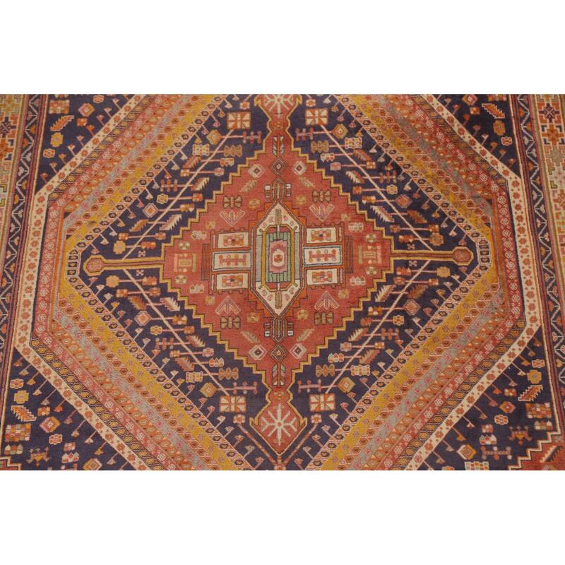 Vegetable Dye Abadeh Persian Vintage Area Rug Hand-Knotted Wool Carpet - 6'7"x 10'1"