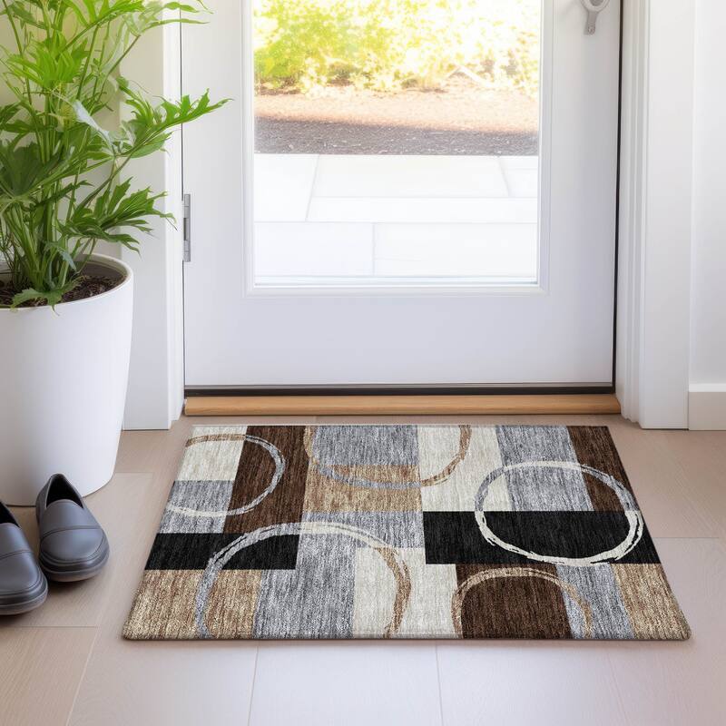 Machine Washable Indoor/ Outdoor Contemporary Chantille Rug