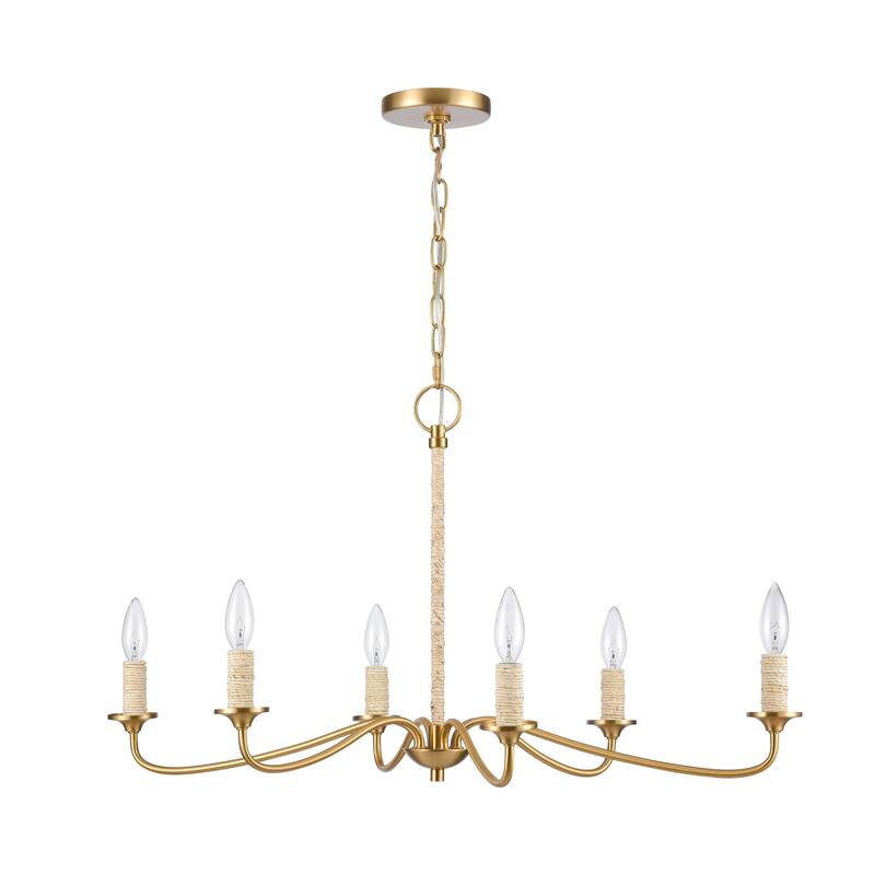 Elk Home Abaca Brushed Gold Finish 6 Light Chandelier