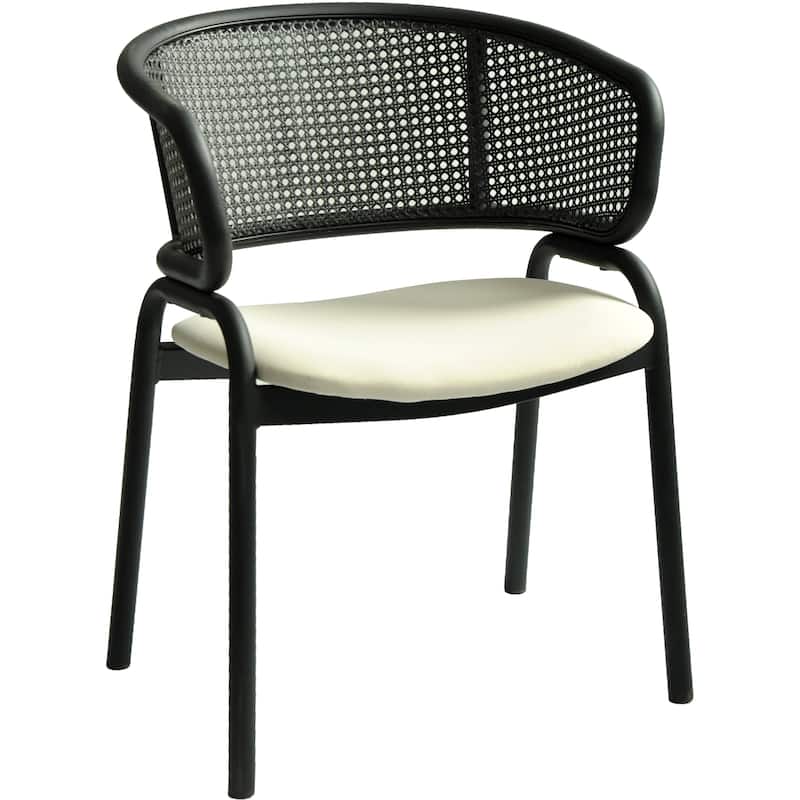 Ervilla Modern Upholstered Dining Chair with Cozy Armchair and Black Iron Legs for Dining Room Kitchen Patio - Beige