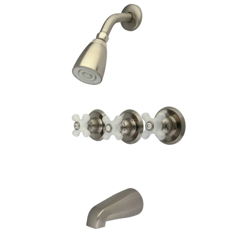 Victorian Three-Handle Tub and Shower Faucet - Brushed Nickel