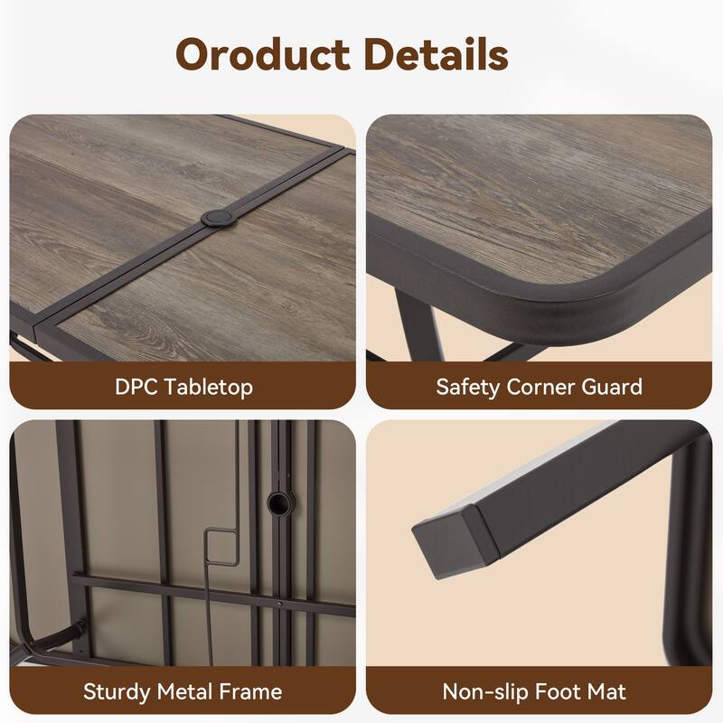 EROMMY Outdoor Dining Set, Swivel Rocking Chairs, Rectangular Table w Umbrella Hole, Patio Furniture Set for Backyard