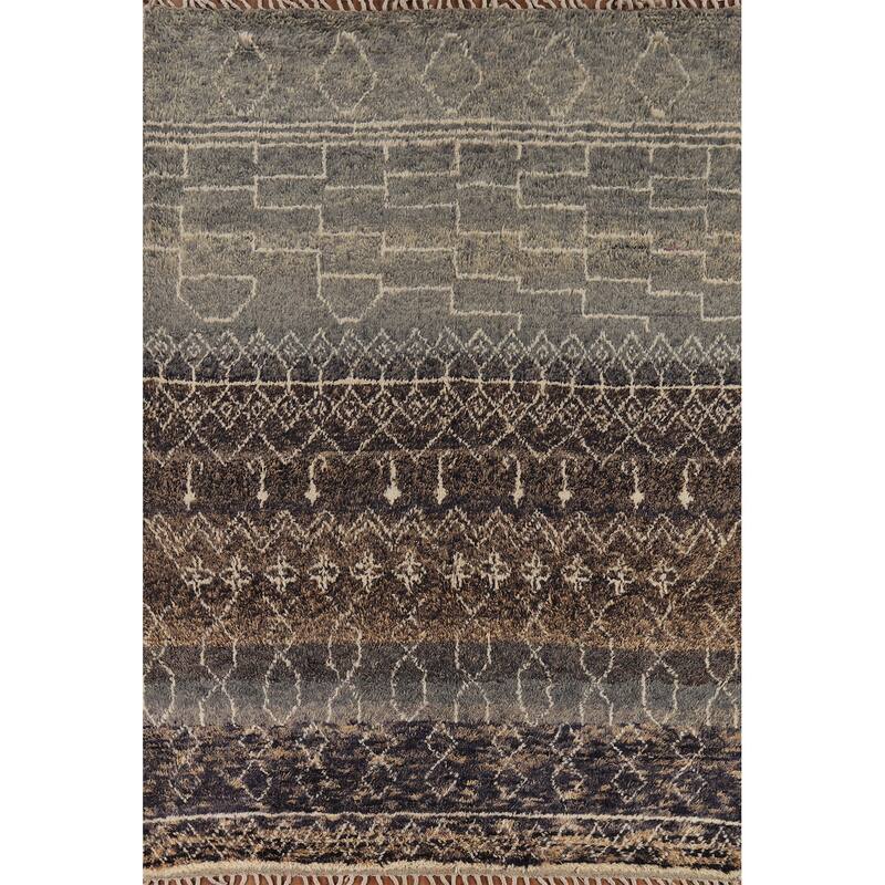 Plush Moroccan Area Rug Hand-Knotted Bedroom Wool Carpet - 6'10" x 9'10"