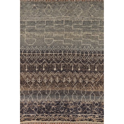 Plush Moroccan Area Rug Hand-Knotted Bedroom Wool Carpet - 6'10" x 9'10"