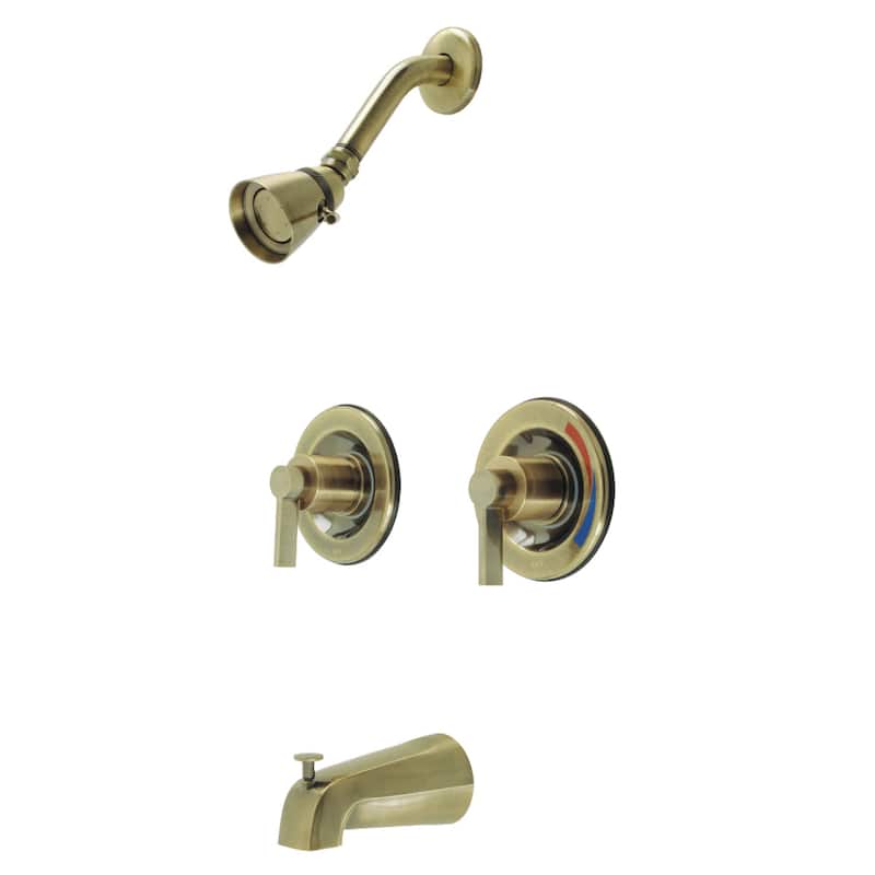 NuvoFusion Two-Handle Tub and Shower Faucet with Volume Control - Antique Brass