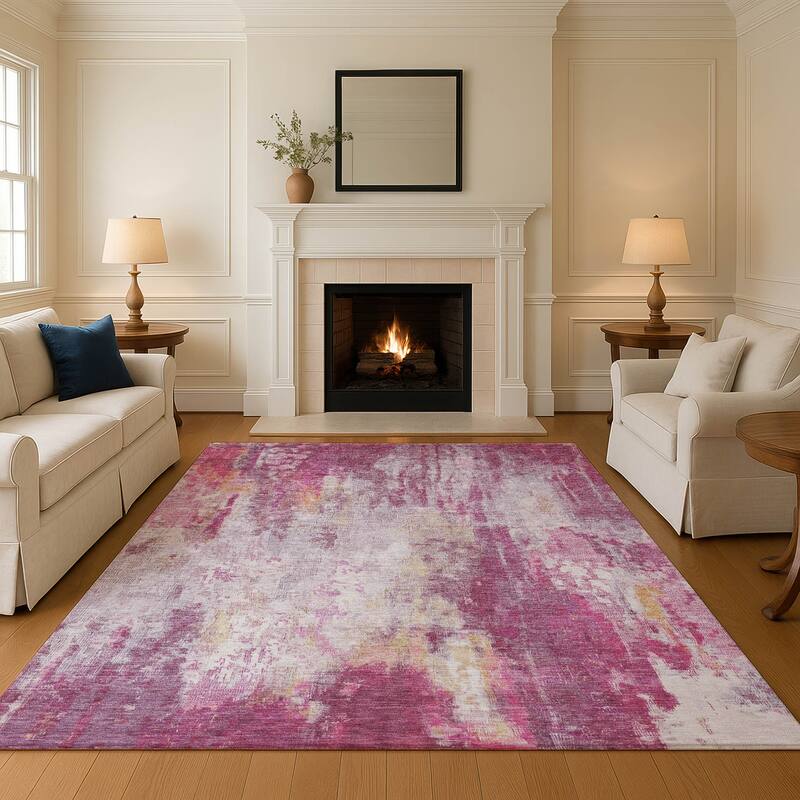 Premium Washable Super Soft Abstract Modern Mayfield Rug - Pink - 5' x 7'6"