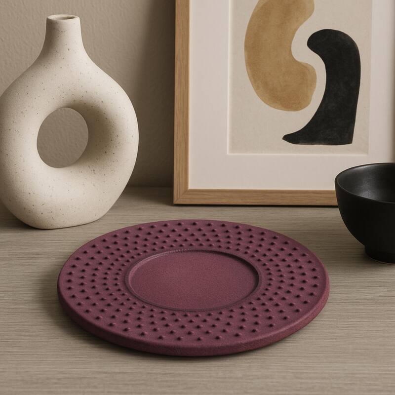 Creative Home Purple Cast Iron 3.75" Round Drink Coaster