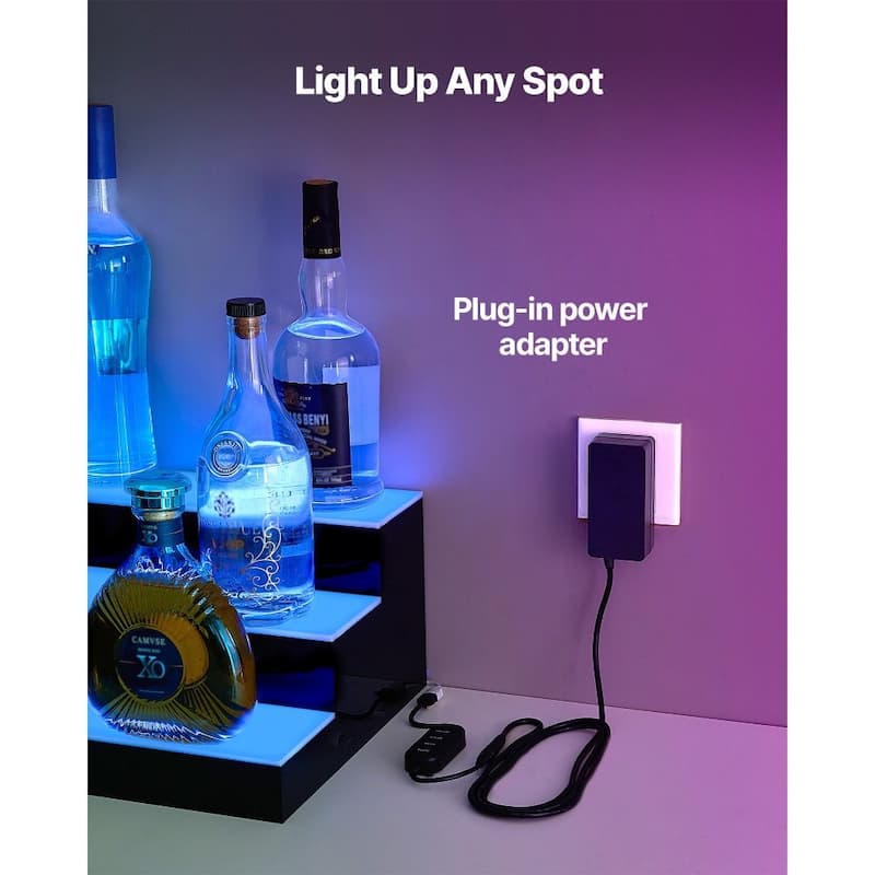 Acrylic 3-Tier LED Lighted Liquor Wine Shelf with Remote