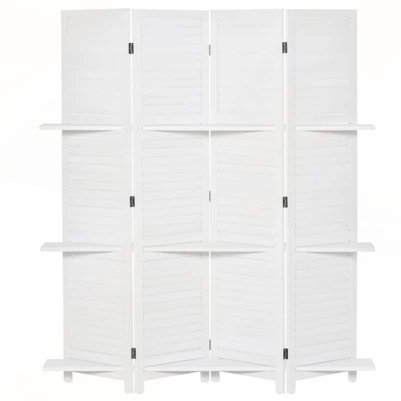 Versatile 4-Panel Folding Room Divider with Storage Shelves for Enhanced Organization and Aesthetic Appeal