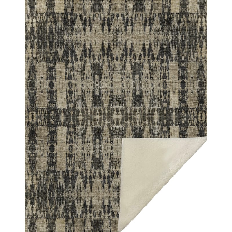Premium Machine Washable Modern Moroccan Sherpa Throw Blanket