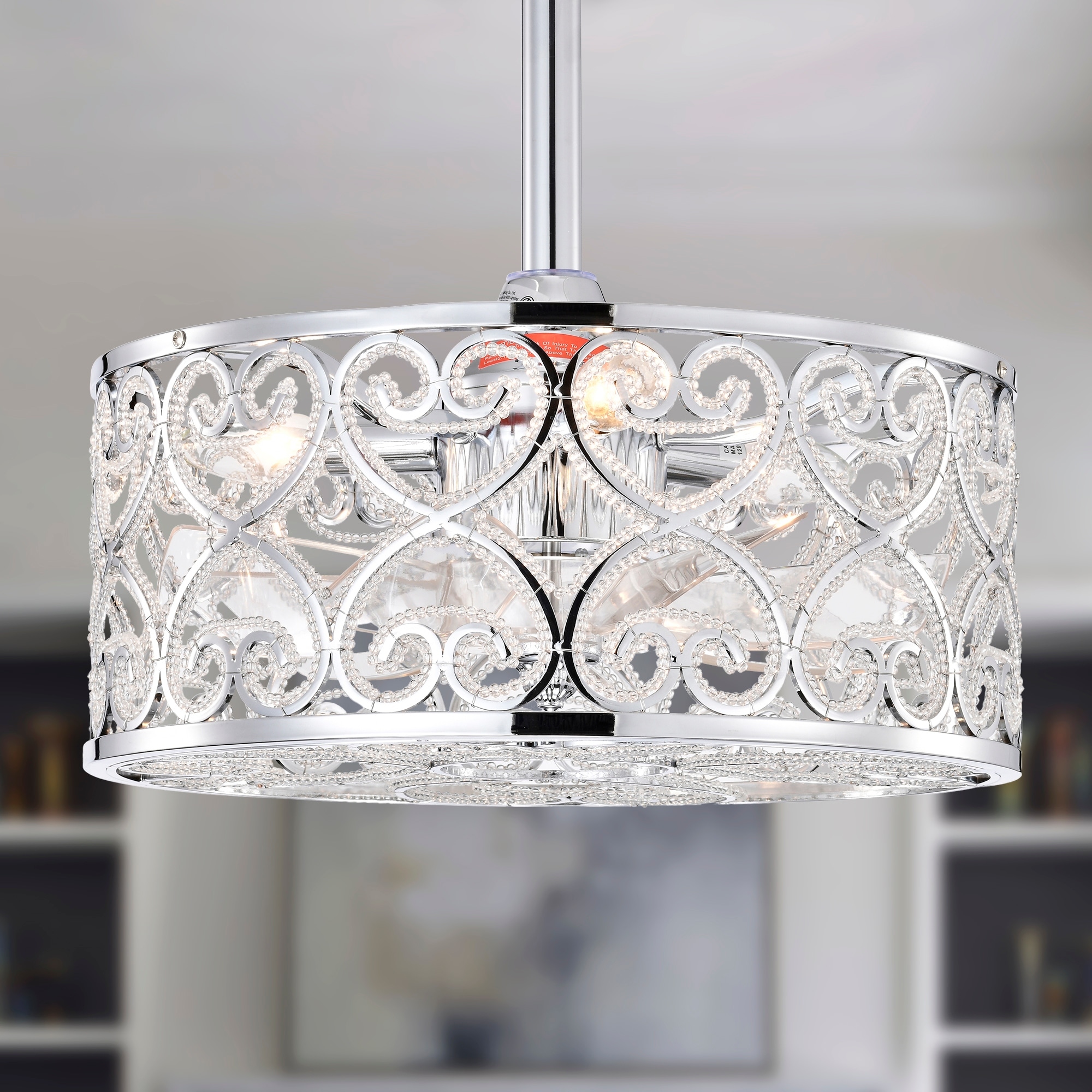 Warehouse of Tiffany Sepp 16 Inch Chrome Polish Crystal Fandelier