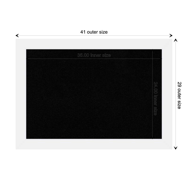 Corvino White Wood Framed Black Corkboard Bulletin Board - Board Size 36x24