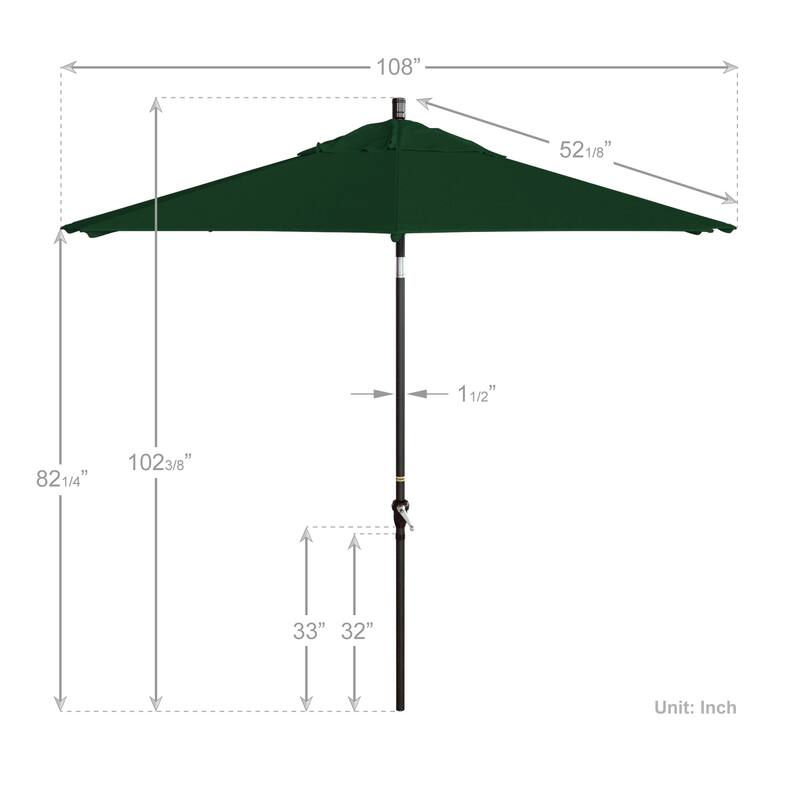 California Umbrella 9' Sunset Series Patio Umbrella Bronze Aluminum Frame and Ribs, Crank Lift Auto Tilt, Olefin Royal Blue