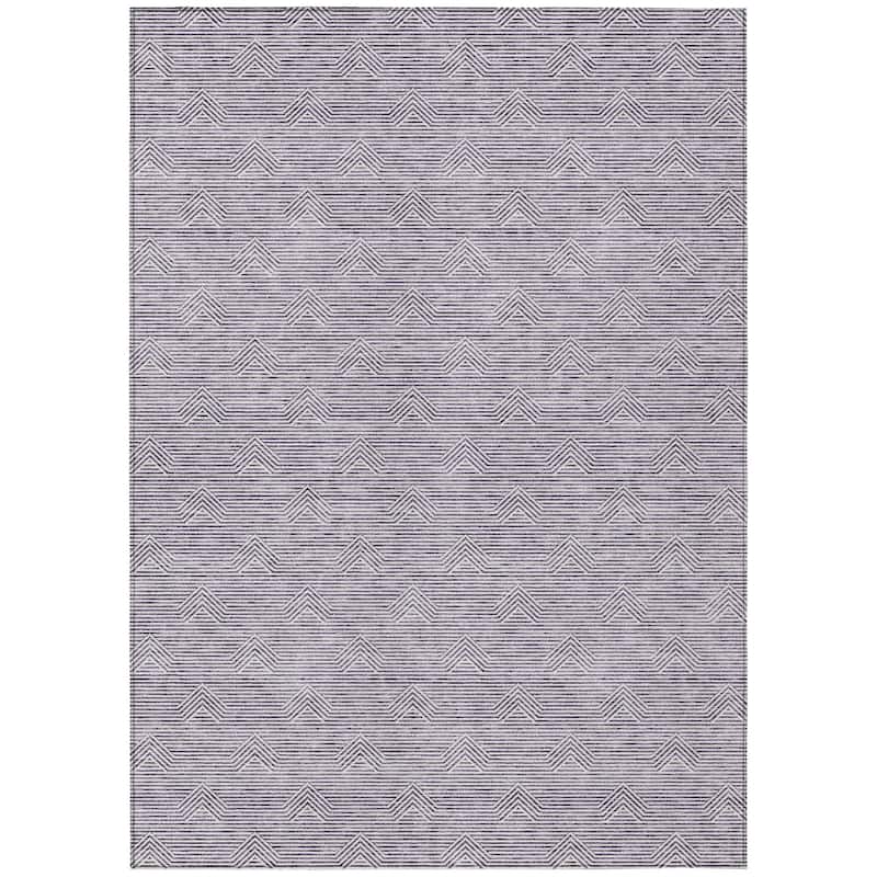 Machine Washable Indoor/ Outdoor Chantille Contemporary Stripe Rug