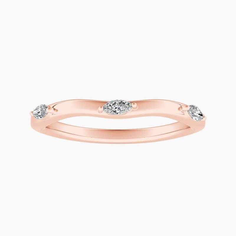 Auriya 14k Gold Lab Grown Diamond Nature Inspired Contour Vine Ring 0.10 ct. tw. (F-G, VS) - 4.5 - Rose