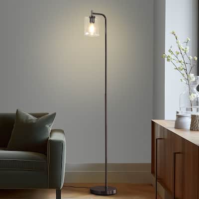 Brightech Elizabeth 66 in. Oil Brushed Bronze Industrial LED Super Bright Floor Lamp with Glass Cylinder Shade